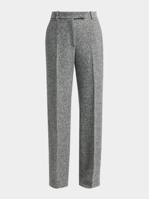 TOM FORD Sequined Broken Chevron Tweed Wide-Leg Tailored Pants