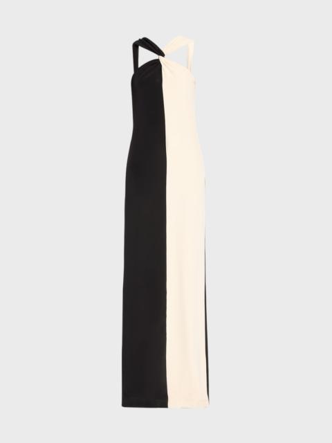 ROLAND MOURET Contrast Silk Maxi Dress