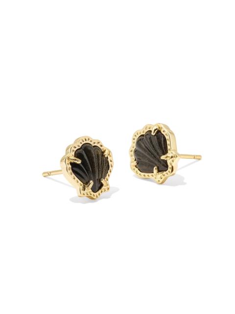 KENDRA SCOTT Brynne Gold Shell Stud Earrings in Golden Obsidian