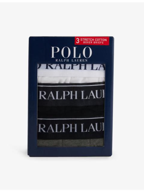 Polo Ralph Lauren Logo-waistband mid-rise pack of three stretch-cotton boxer briefs