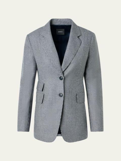 AKRIS Arie Cashmere Pepita Houndstooth Single-Breasted Jacket