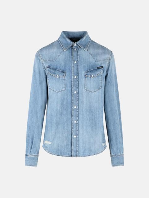 Dolce & Gabbana BLUE COTTON SHIRT