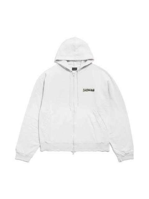 Men's Masking Tape Oversized Zip-up Hoodie in Dirty White
