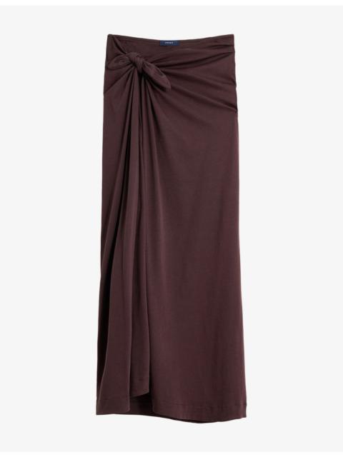 soeur Goa Tie-Detail Cotton Midi Skirt