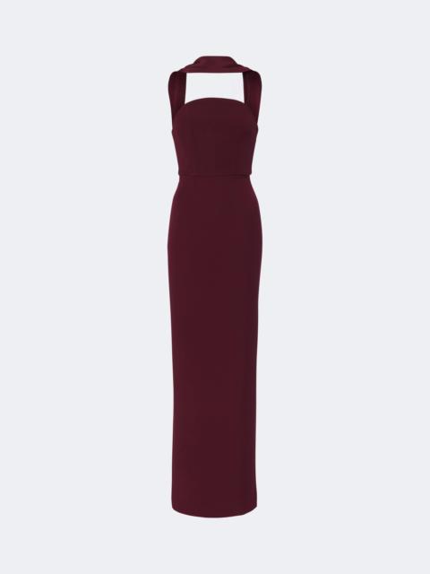 ROLAND MOURET Scarf-detail bustier gown