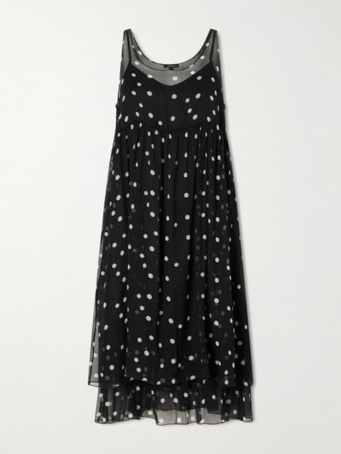 R13 Gathered Polka-dot Silk Midi Dress