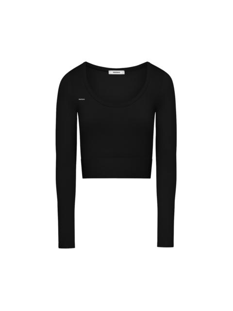 PANGAIA Women's Plant-Stretch Long Sleeve Cropped Top - Black