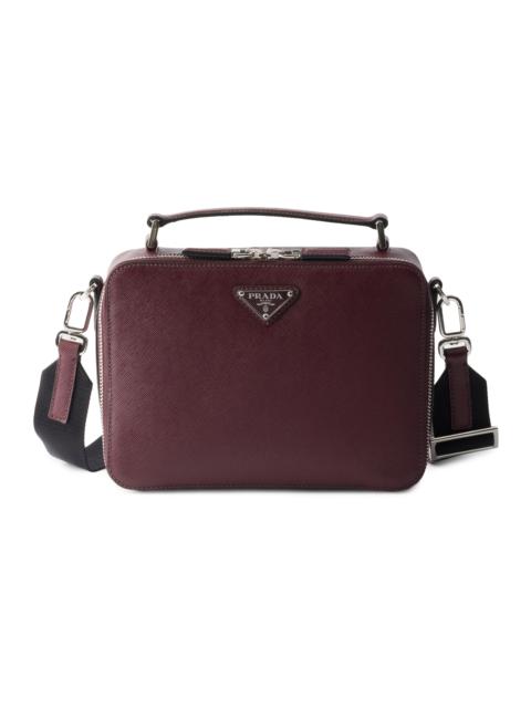 Prada Men's Medium Brique Saffiano Leather Bag - Dark Red