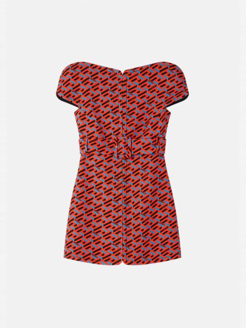 La Greca Pattern Wool Dress