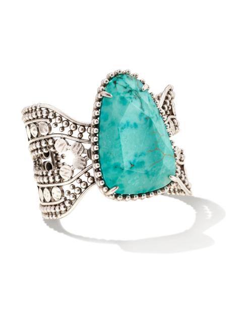 KENDRA SCOTT Abena Vintage Silver Statement Bracelet in Variegated Turquoise Magnesite