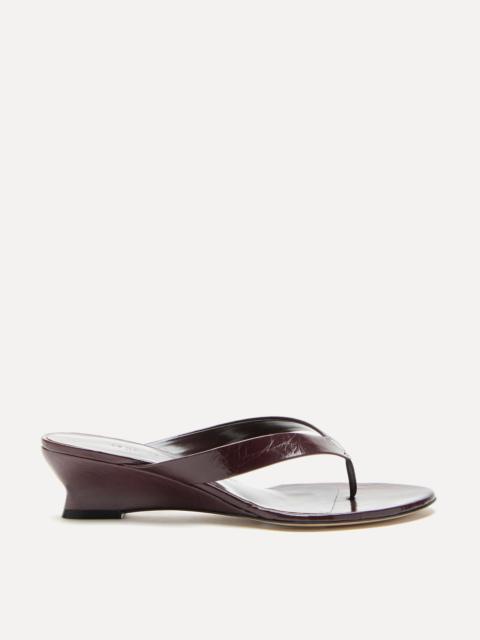 LE MONDE BÉRYL Micro Wedge Thong / Aubergine Naplack Leather