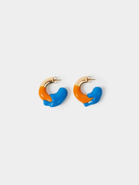 SMALL RUBBERIZED EARRINGS GOLD / orange & blue