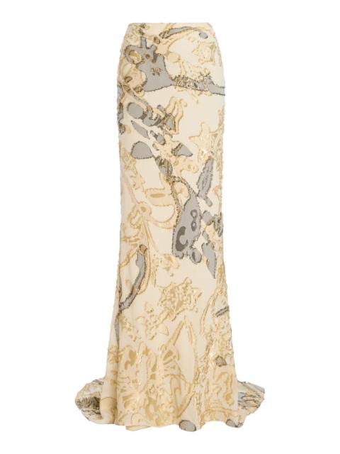 Wiederhoeft Gallery Skirt In Bias-Cut Fil Coupe Layered Silks print