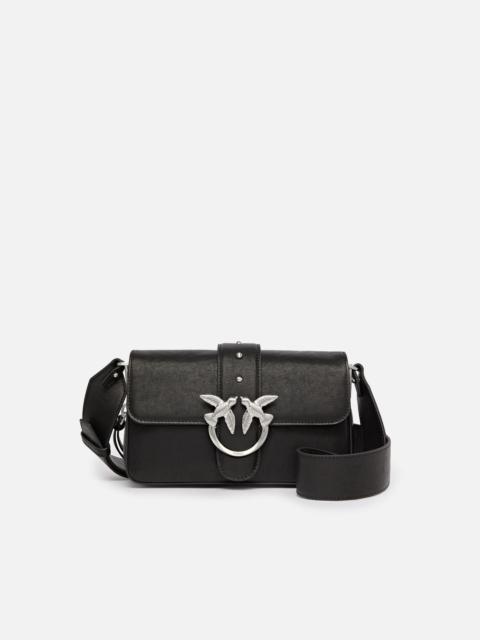 PINKO MINI LOVE BAG SLOUCHY SHOULDER BAG IN BIKER LEATHER
