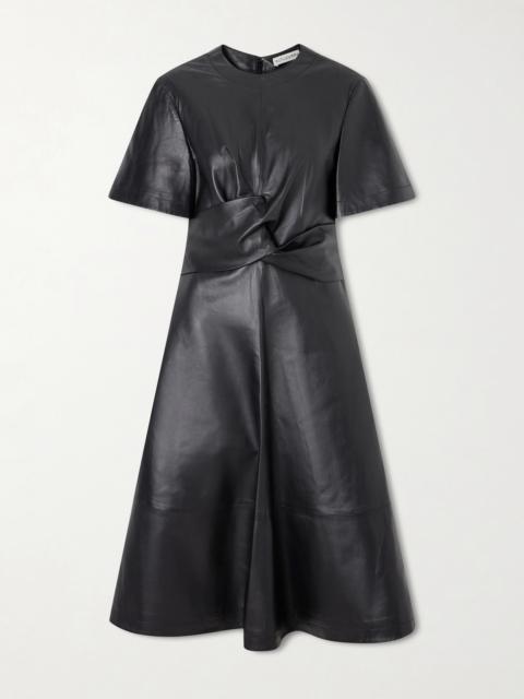 Altuzarra Kirsty Wrap-effect Paneled Leather Midi Dress