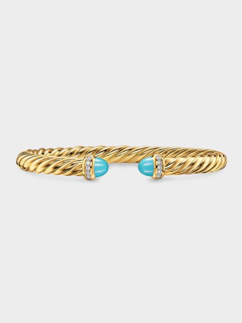 DAVID YURMAN Cablespira Flex Bracelet with Gemstones and Diamonds in 18K Gold, 6mm