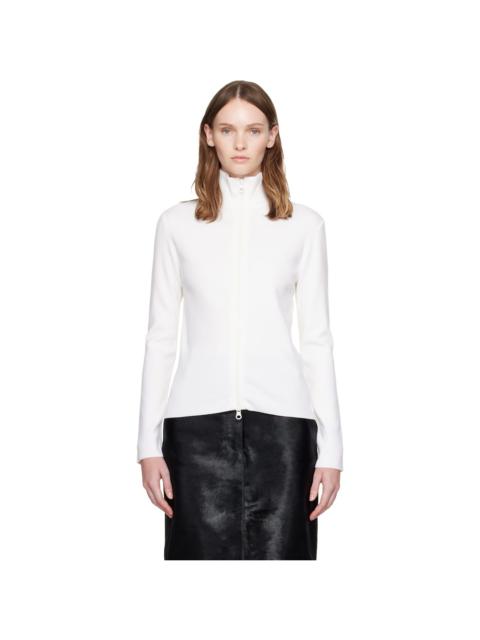 courrèges White Zipped Merino Wool Cardigan