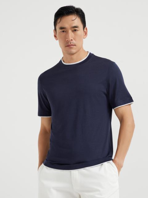 Brunello Cucinelli Silk and cotton jersey crew neck T-shirt with faux-layering