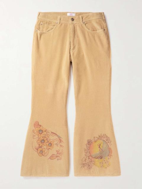 ERL Slim-Fit Flared Printed Cotton-Blend Corduroy Trousers