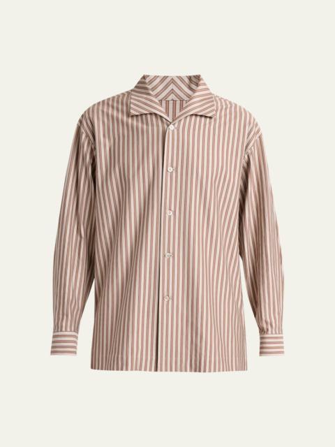 ISSEY MIYAKE Men's Multi-Stripe Polyester Button-Down Shirt
