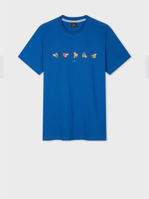 Paul Smith Blue 'Zebra Repeat' Print T-Shirt