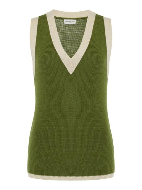 Tigris Ribbed-Knit Wool-Blend Vest green