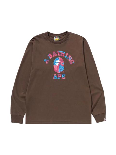 BAPE Liquid Camo College Long-Sleeve Tee 'Brown'