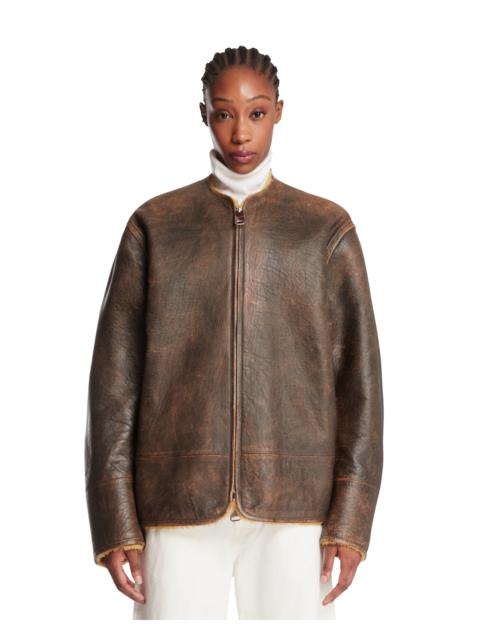 KHAITE Brown Ruban Leather Jacket