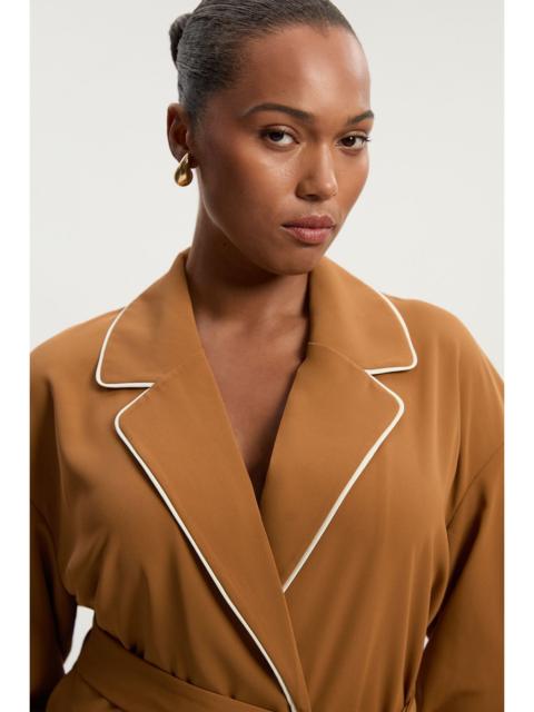 KAREN MILLEN Plus Size Contrast Tipping Tie Waist Woven Trench Jacket