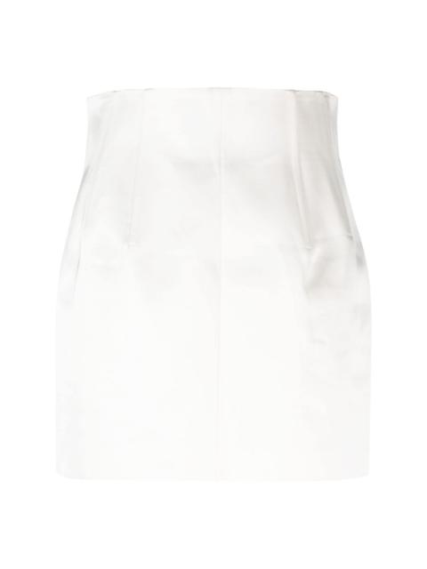 satin-finish high-waisted miniskirt