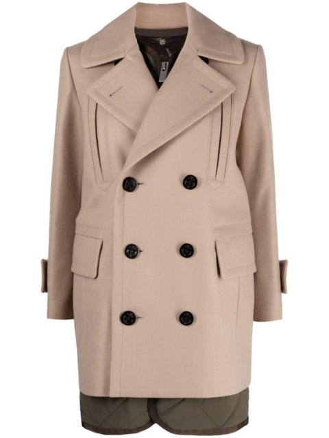 sacai Melton layered wool coat
