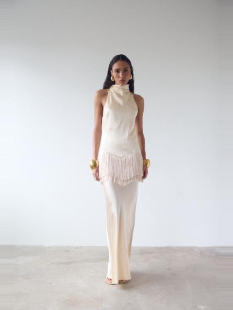 De La Vali KHAMSIN MAXI DRESS IN CREAM SILK SATIN