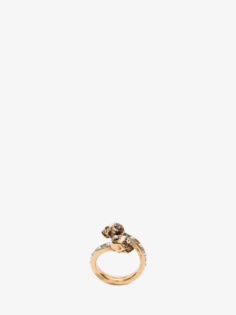 Alexander McQueen Women's Wrap-around Skull Ring in Gold