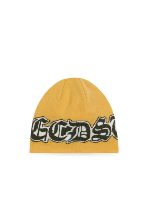 GCDS Gothic logo-intarsia beanie hat