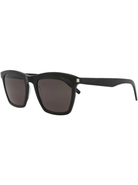 SAINT LAURENT Saint Laurent Square-Frame Acetate Sunglasses Black Black Grey (SL281SLIM-30007110-001)