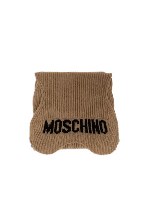Moschino logo-knit wavy-edge scarf