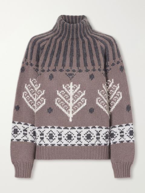 Brunello Cucinelli Fair Isle intarsia-knit cashmere sweater Brown