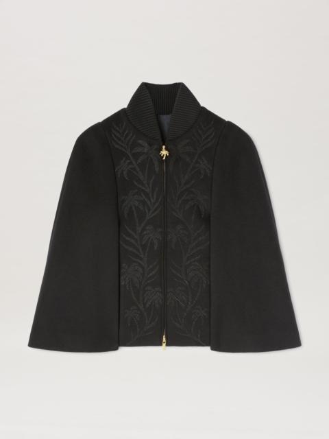 Palm Angels BLACK EMBROIDERED CAPE