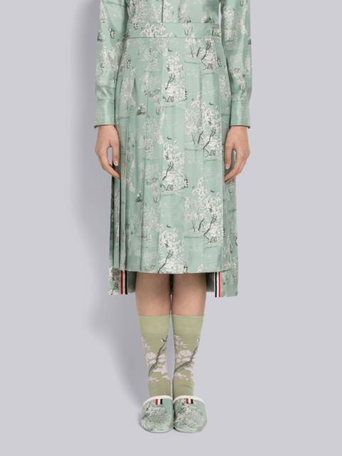 Thom Browne Toile Silk Twill Knee Length Pleated Skirt