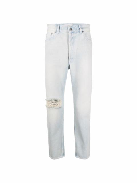 distressed straight-leg jeans