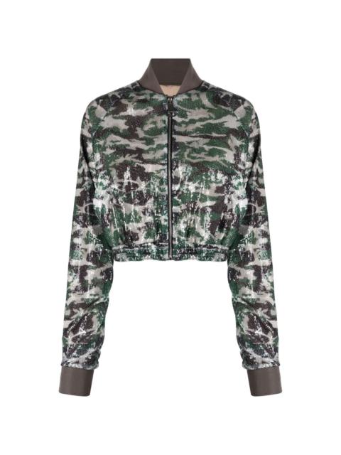 Khrisjoy camouflage-print sequinned bomber jacket