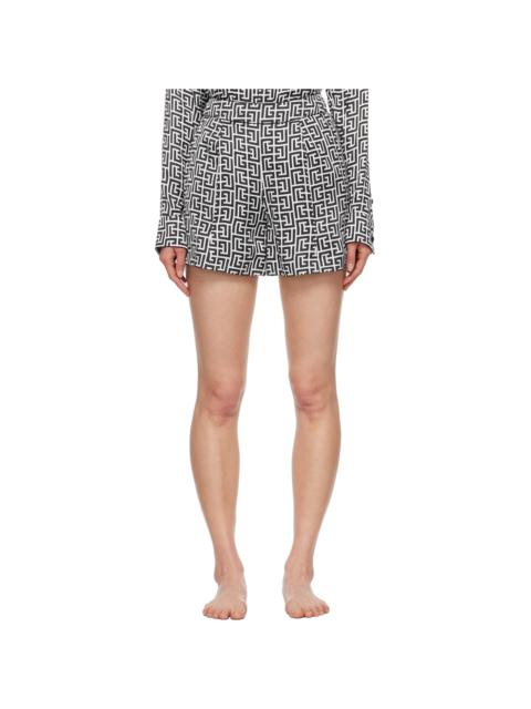 Balmain Black & White Monogram Shorts