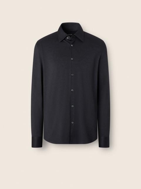 ZEGNA NAVY BLUE CASHMERE AND SILK SHIRT