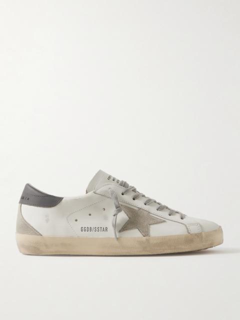 Golden Goose Super-Star Distressed Suede-Trimmed Leather Sneakers