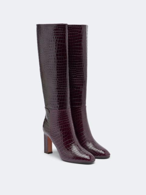 AQUAZZURA Sellier croc-effect leather knee-high boots