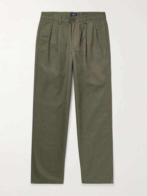 Noah Straight-Leg Pleated Cotton-Twill Trousers
