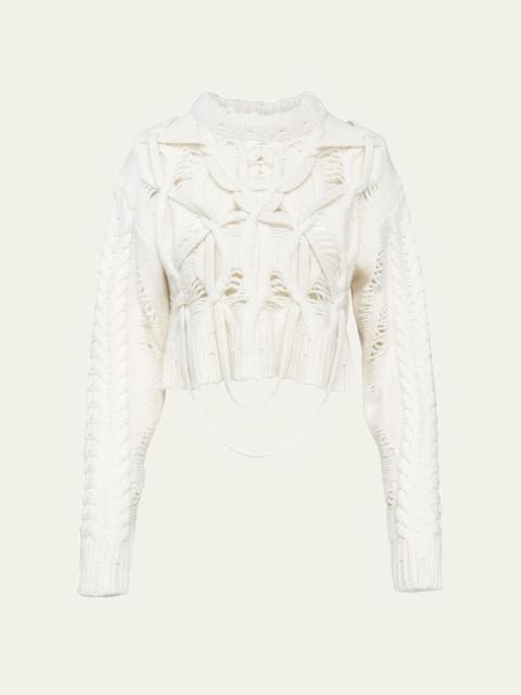 AISLING CAMPS Briar Deconstructed Cable Knit Crop Sweater