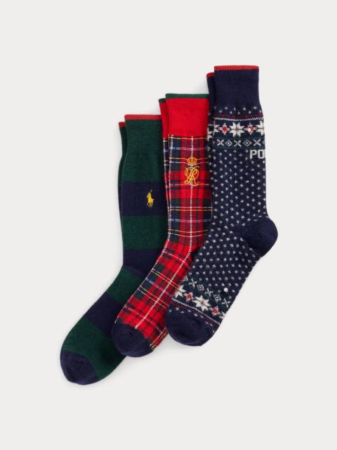 Polo Ralph Lauren Fair Isle & Plaid 3-Sock Gift Set
