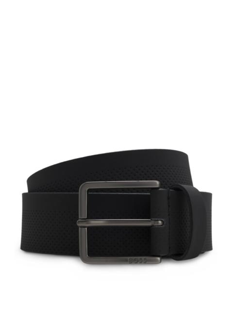 BOSS ITALIAN-LEATHER BELT WITH PERFORATED PATTERN