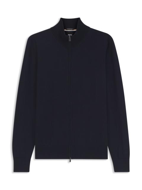 BOSS ZIP-UP SWEATER IN MERINO WOOL